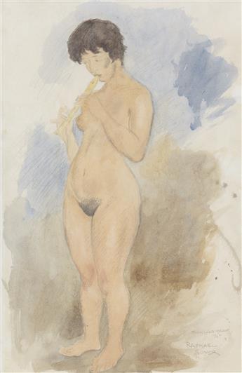 RAPHAEL SOYER Three watercolors.